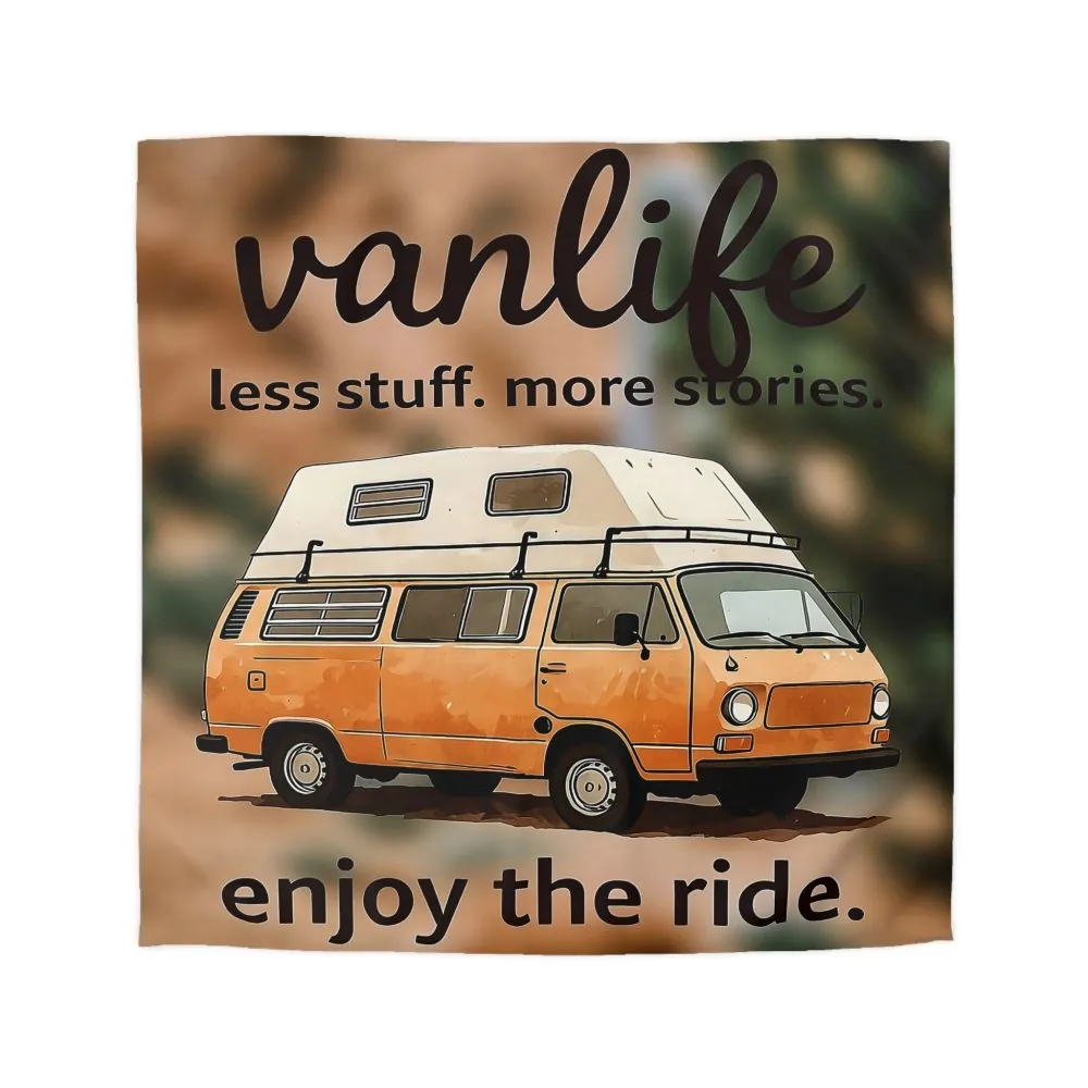 Duvet Cover – “Vanlife - Less Stuff. More Stories. Enjoy the Ride.” Camper Van Bedding