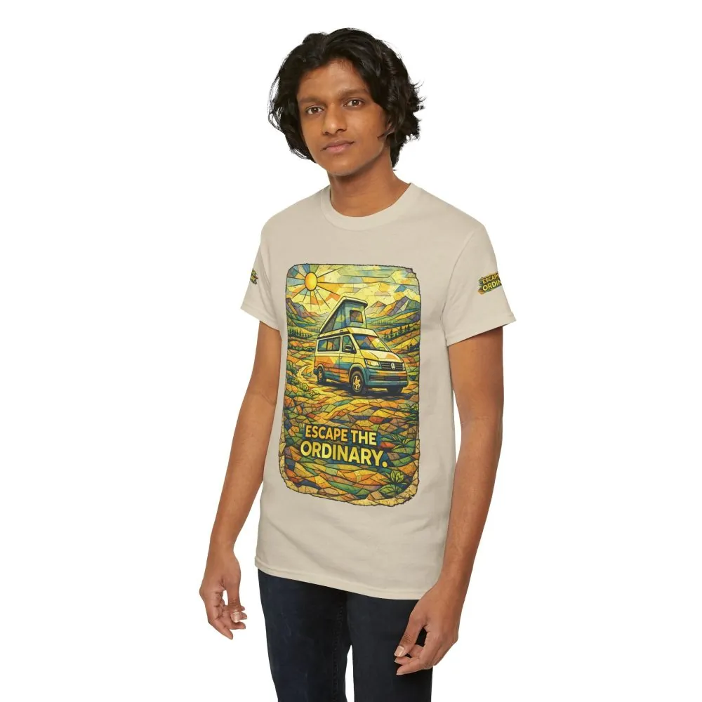 Unisex Heavy Cotton Tee — "Escape The Ordinary" Design Cubic-Line