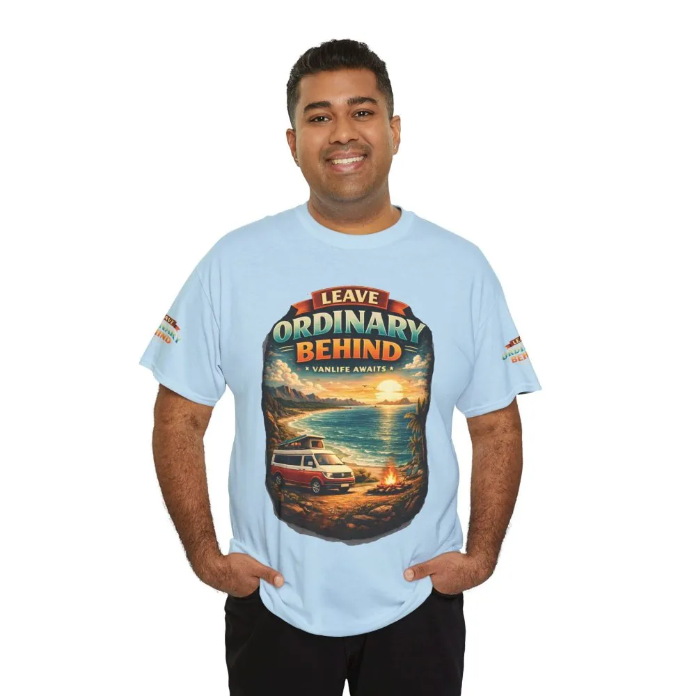 Unisex Heavy Cotton Tee — "Leave Ordinary Behind" Design Scenic-Line