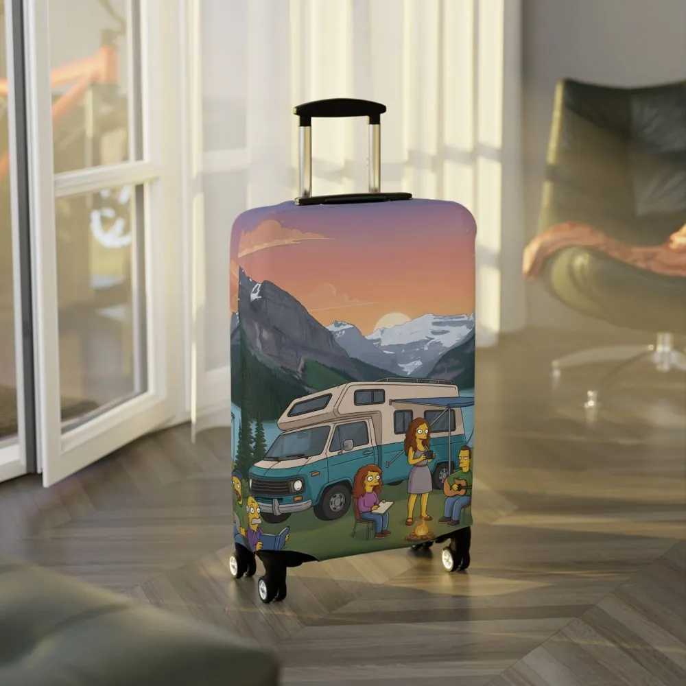 Luggage Cover — Adventure Camper Sketch Travel Suitcase(Design Sitcom-Line)