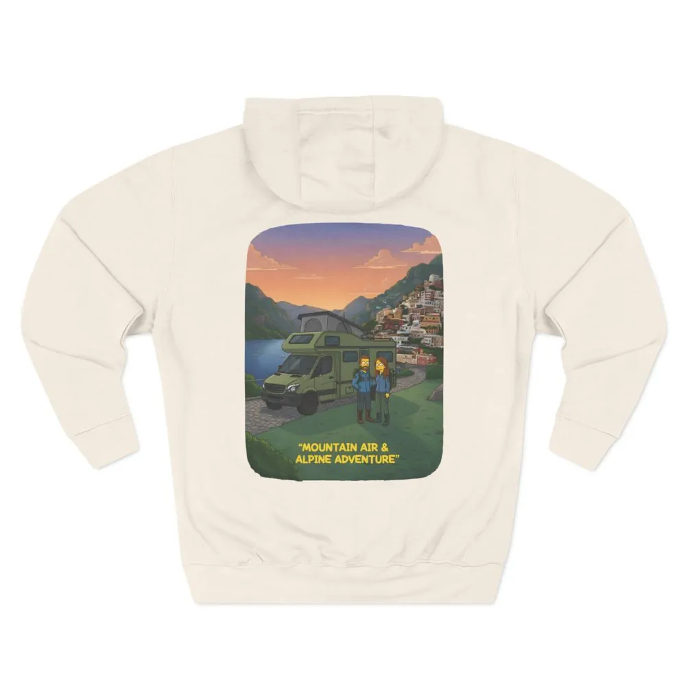 Three-Panel Fleece Hoodie - "Mountain Air And Alpine Adventure"" Design Sitcom-Line