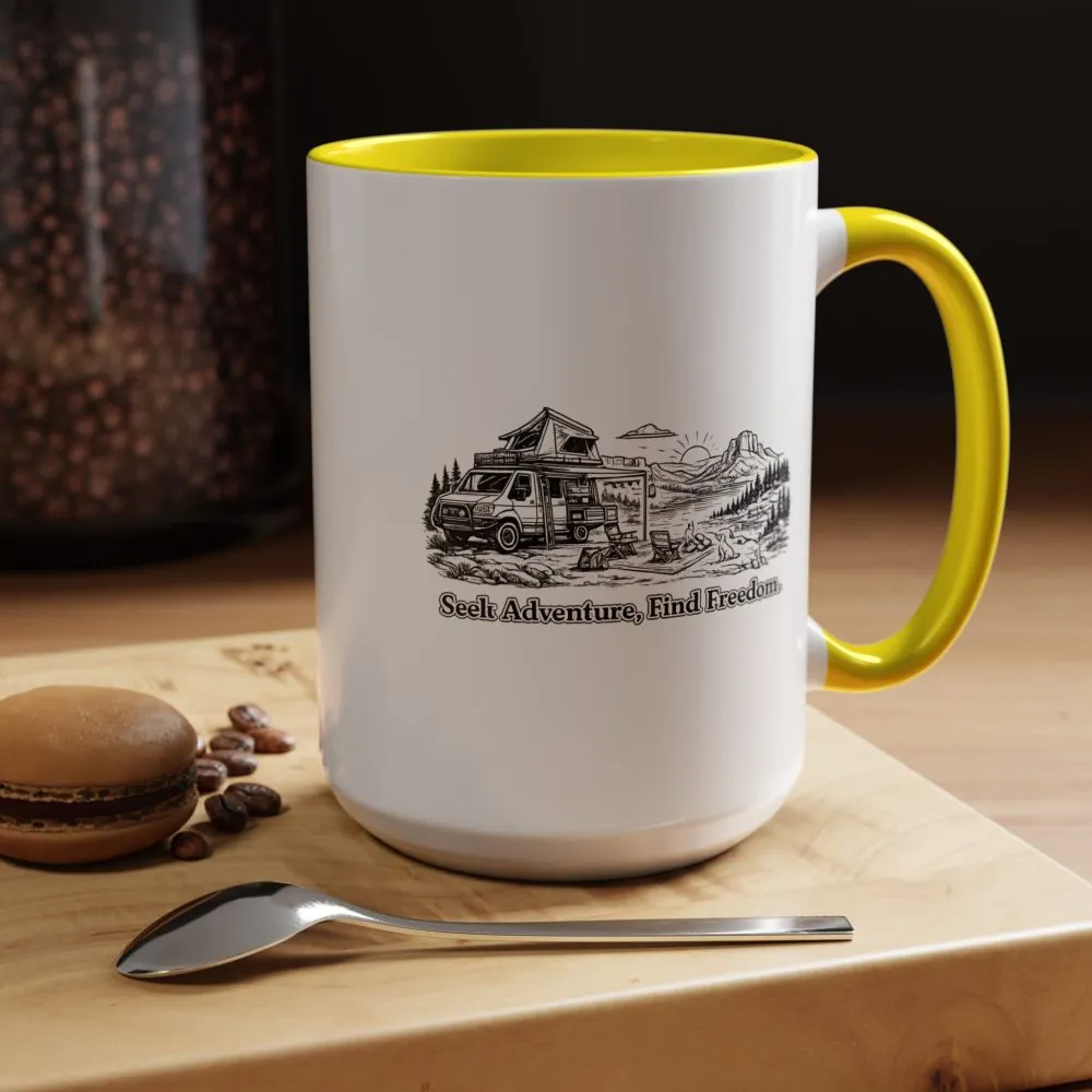 12890395152310779686_2048.jpeg Accent Coffee Mug (11, 15oz) — "Seek Adventure, Find Freedom" Design Minimal-Line