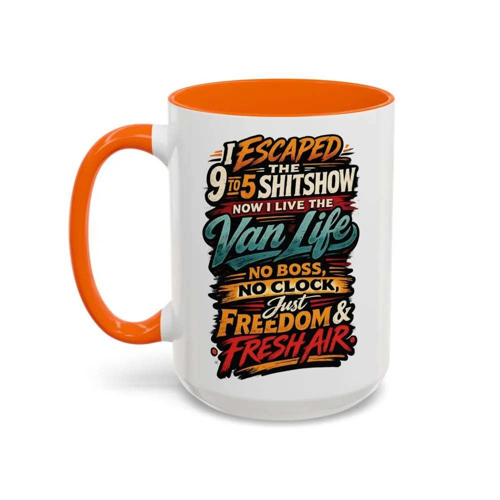 12902333748692732198_2048.jpeg Accent Coffee Mug (11, 15oz) — "I Escaped The 9 To 5" Design F**K-Line