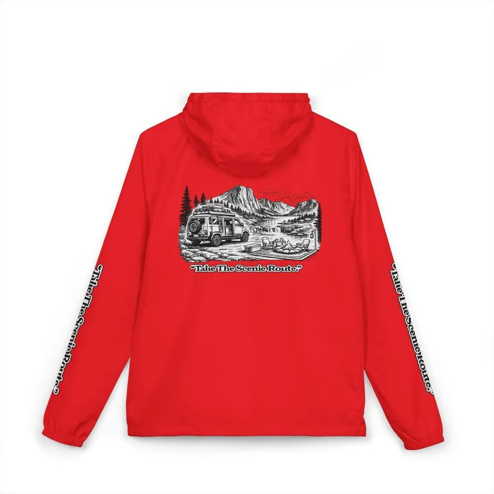 Unisex Full-Zip Windbreaker Jacket — "Take The Scenic Route" (Design "Minimal-Line")