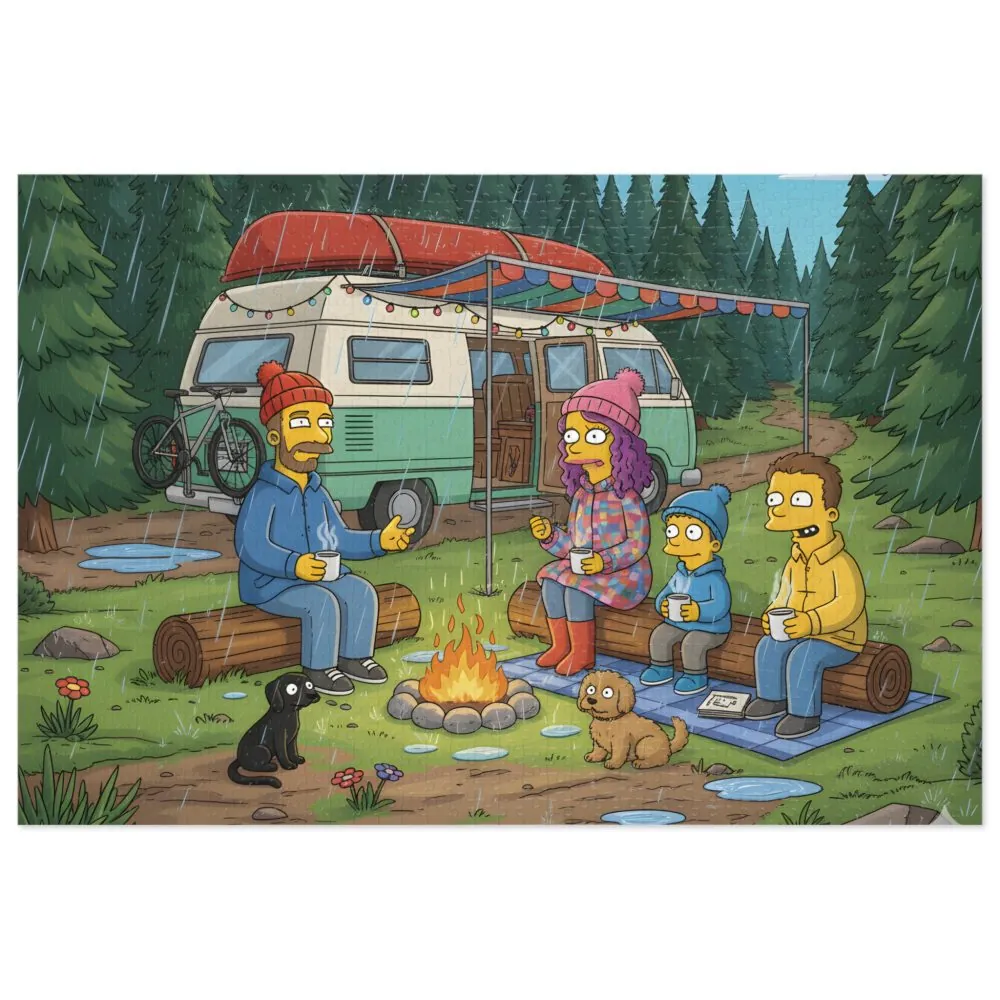 Jigsaw Puzzle with Tin — Outdoor Camper Scene