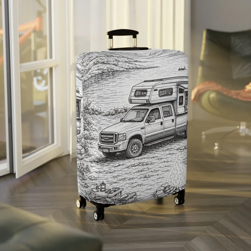 12909463393145257823_2048.jpeg Luggage Cover — Adventure Camper Sketch Travel Suitcase
