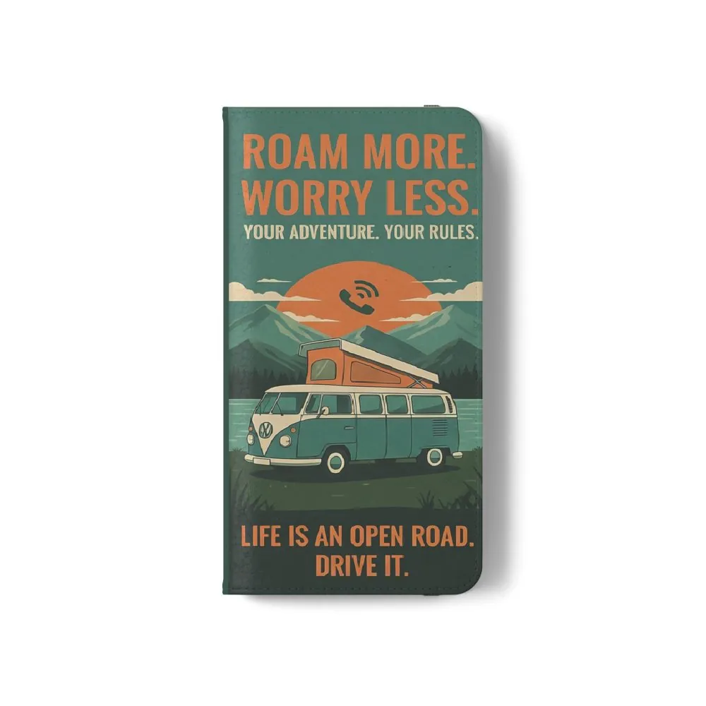 12913104229958509438_2048.jpeg Flip Phone Case — "Roam More Worry Less - Life Is An Open Road" Phone Wallet