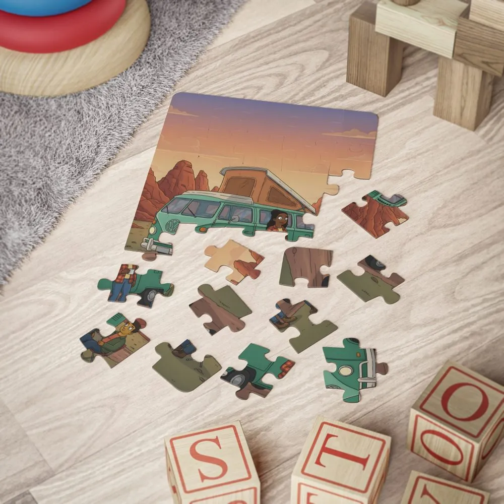 Kids' 30‑Piece Camping Puzzle — Retro Camper Road Trip Scene