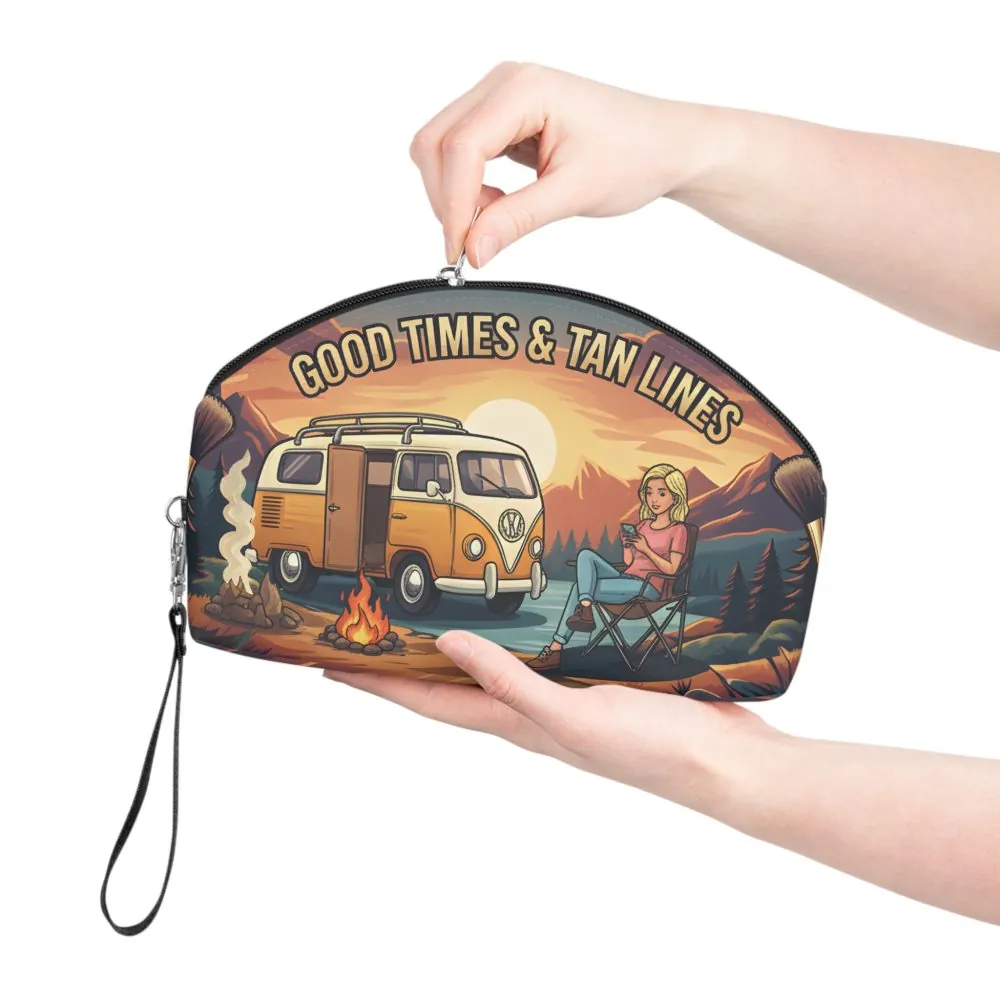 Makeup Bag — "Good Times And Tan Lines" campervan quoted