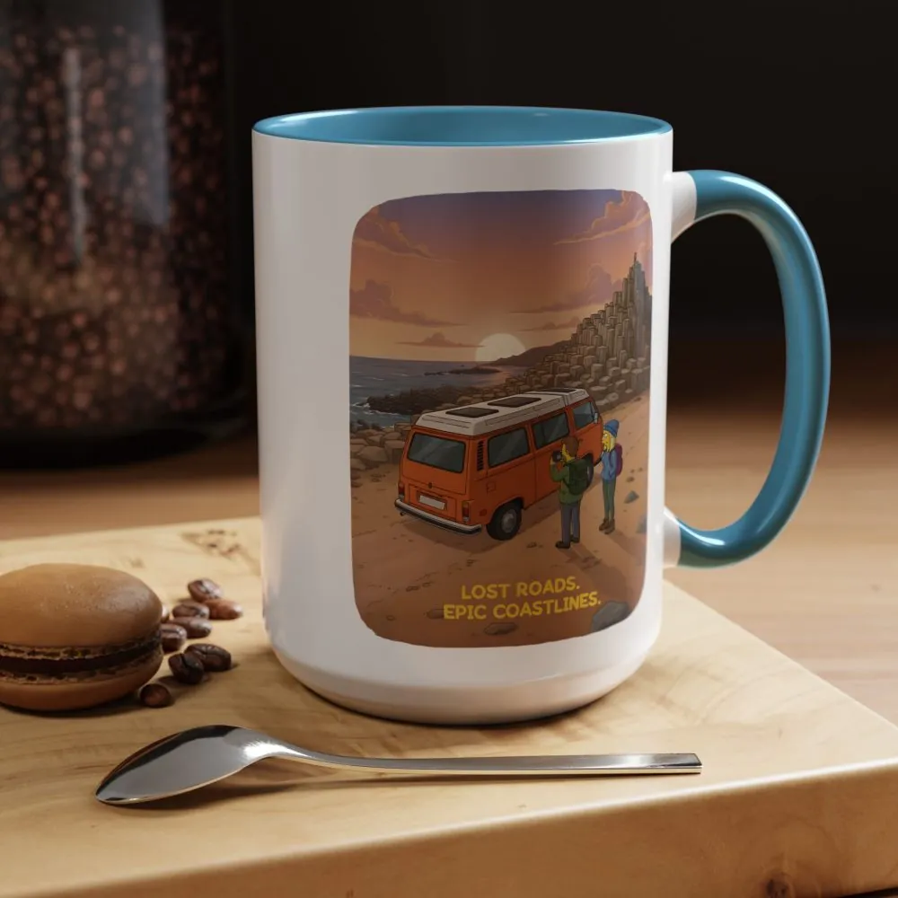 Accent Coffee Mug (11, 15oz) — "Lost Roads Epic Coastlines" Design Sitcom-Line