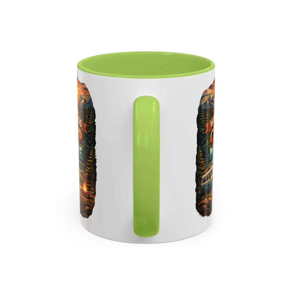Accent Coffee Mug (11, 15oz) — "Work Less-Camp More" Design Scenic-Line