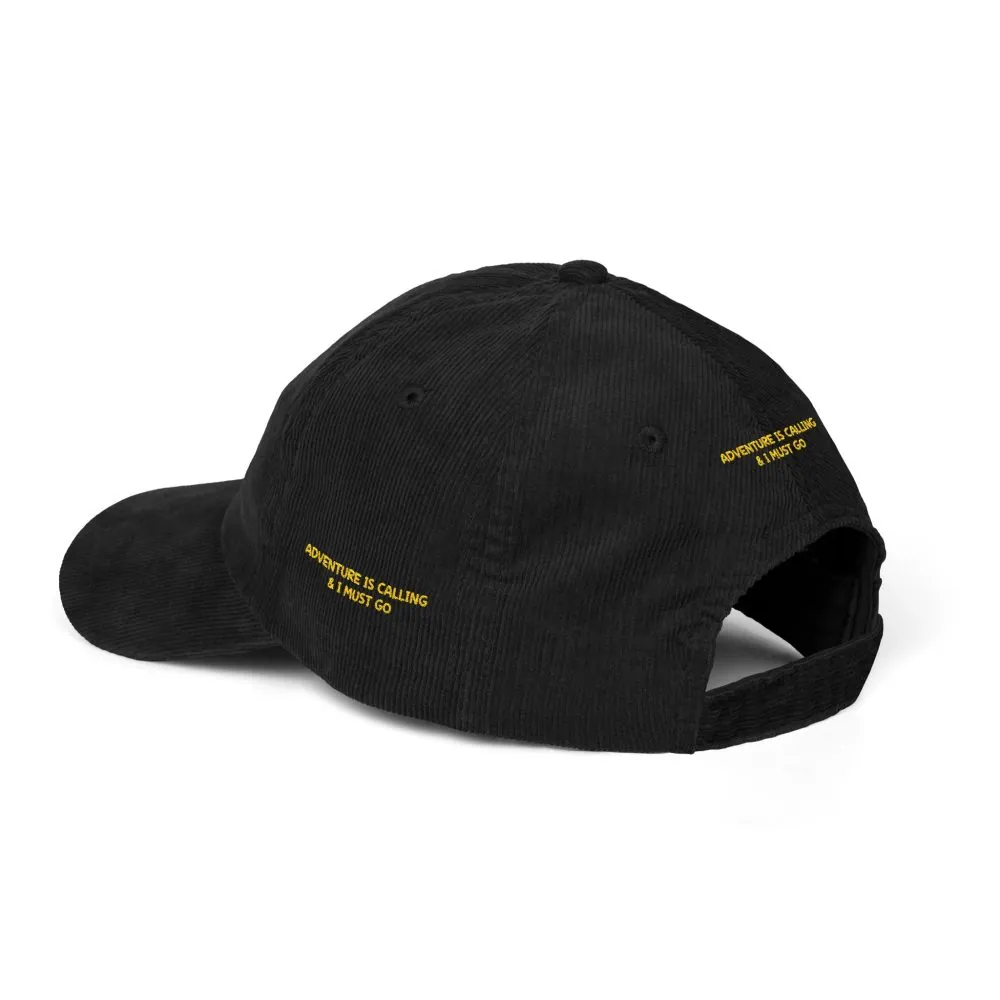 12927689951297871315_2048.jpeg Vintage Corduroy Cap (Embroidery) — "Adventure Is Calling & I Must Go" Embroidered Hat