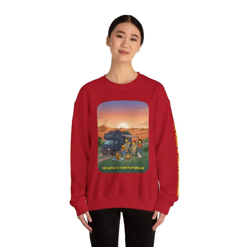 Unisex Heavy Blend™ Crewneck Sweatshirt — "The World Is Your playground" Design Sitcom-Line