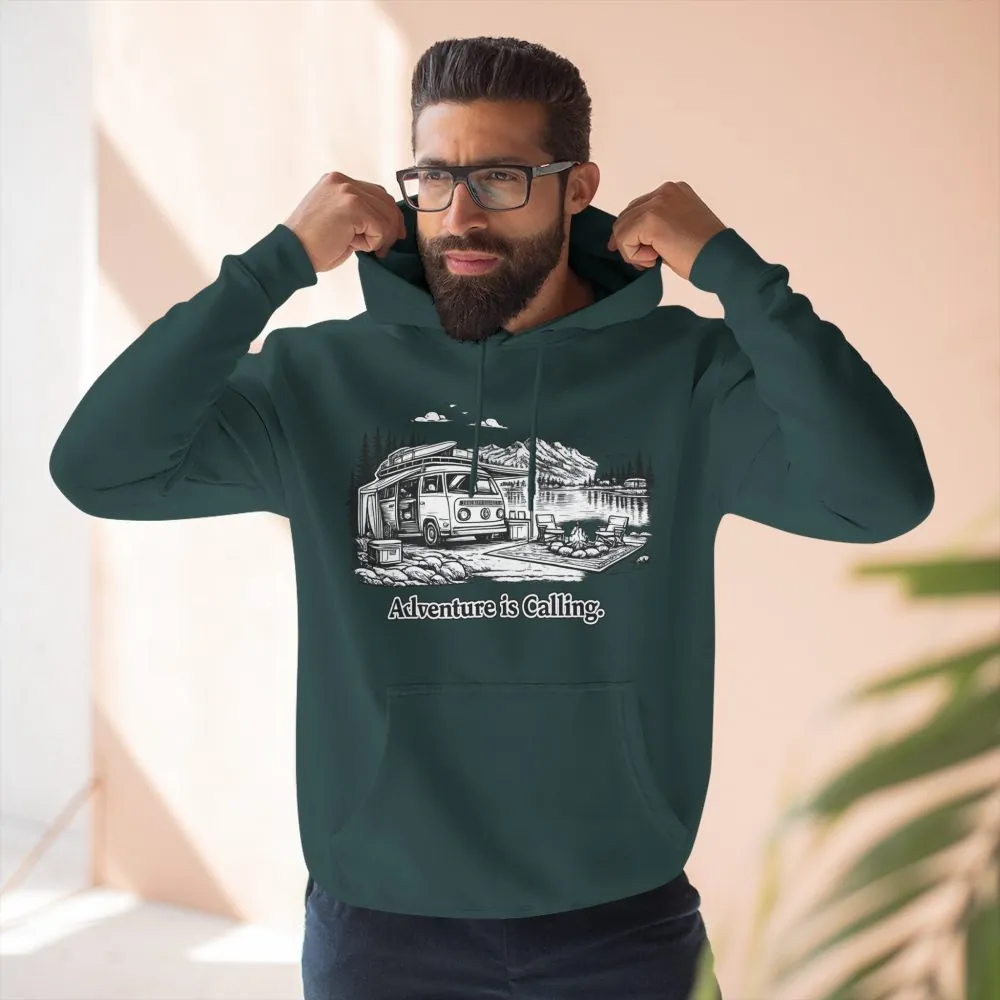 12932194108370628635_2048.jpeg Three-Panel Fleece Hoodie - "Adventure Is Calling" Design Minimal-Line