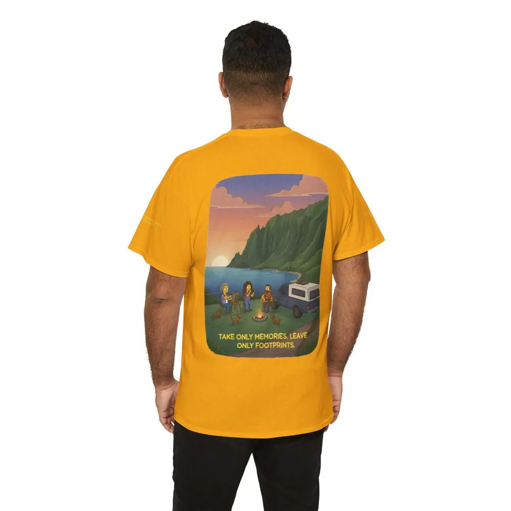 Unisex Heavy Cotton Tee — "Take Only Memories-Leave Only Footprints" Design Sitcom-Line