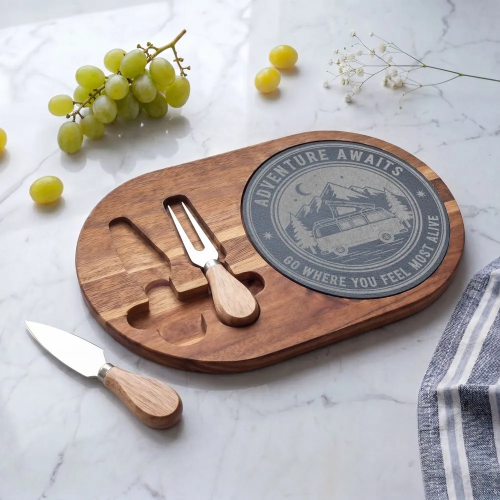 Engraved Charcuterie Board - "Adventure Awaits-Go Where You Feel Most Alive" (4 Variants Available)