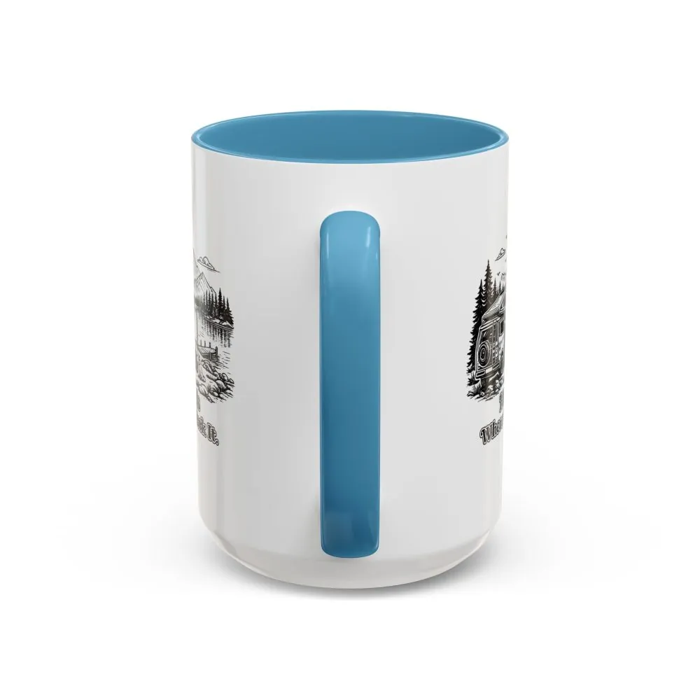 Accent Coffee Mug (11, 15oz) — "Home Is Where You Park It" Design Minimal-Line