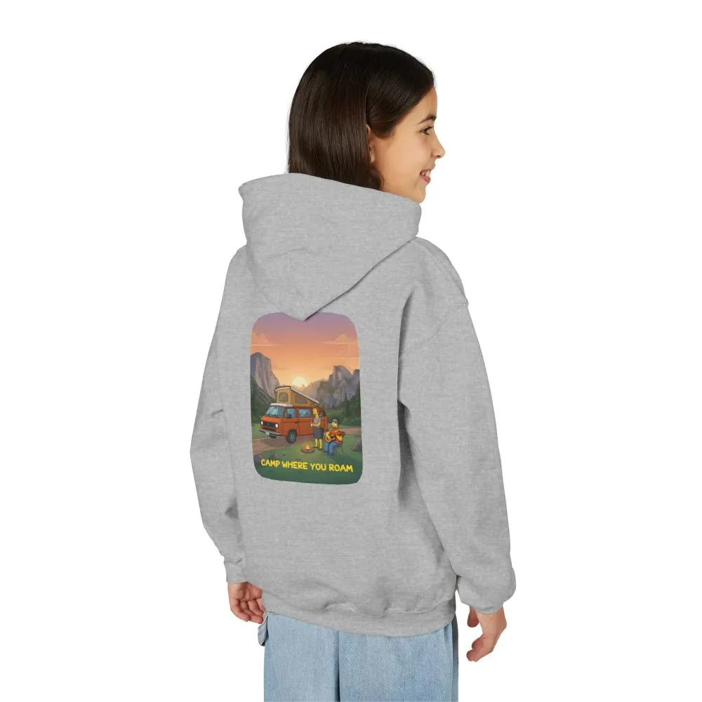 Youth Hoodie(Gildan) – "Camp Where You Roam" (Design Sitcom-Line)