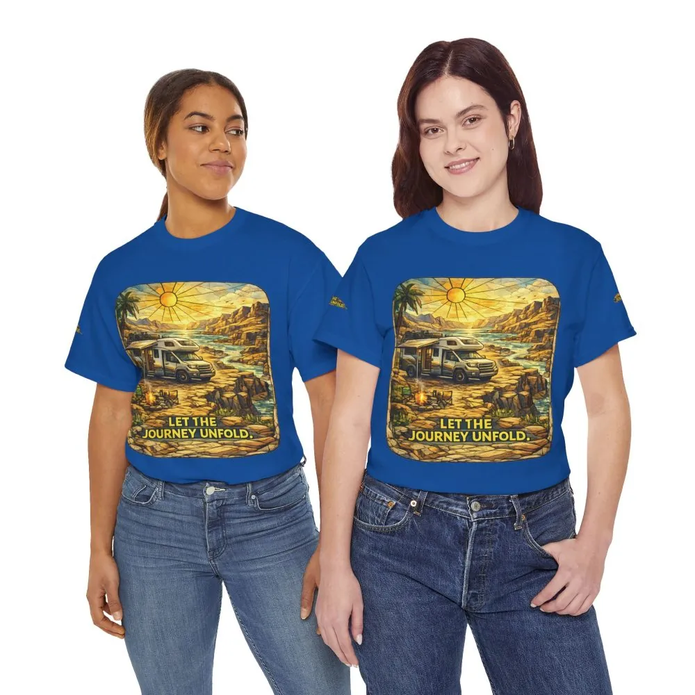 Unisex Heavy Cotton Tee — "Let The Journey Unfold" Design Cubic-Line