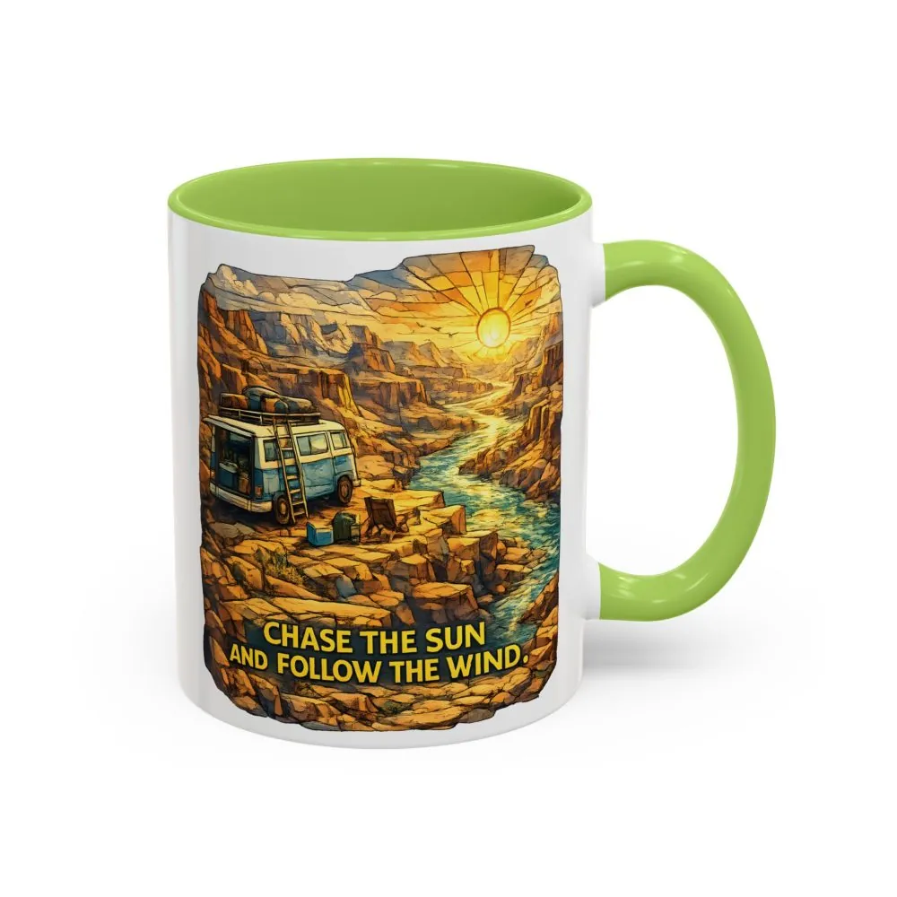 12961295648918957856_2048.jpeg Accent Coffee Mug (11, 15oz) — "Chase The Sun And Follow The Wind" Design Cubic-Line