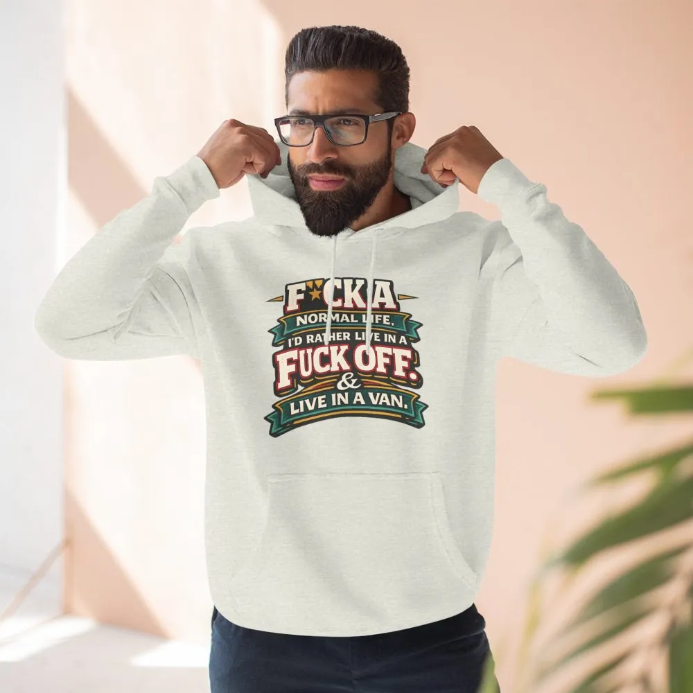 12968652034378886825_2048.jpeg Three-Panel Fleece Hoodie - "Fuck A Normal Life" Design F**K-Line