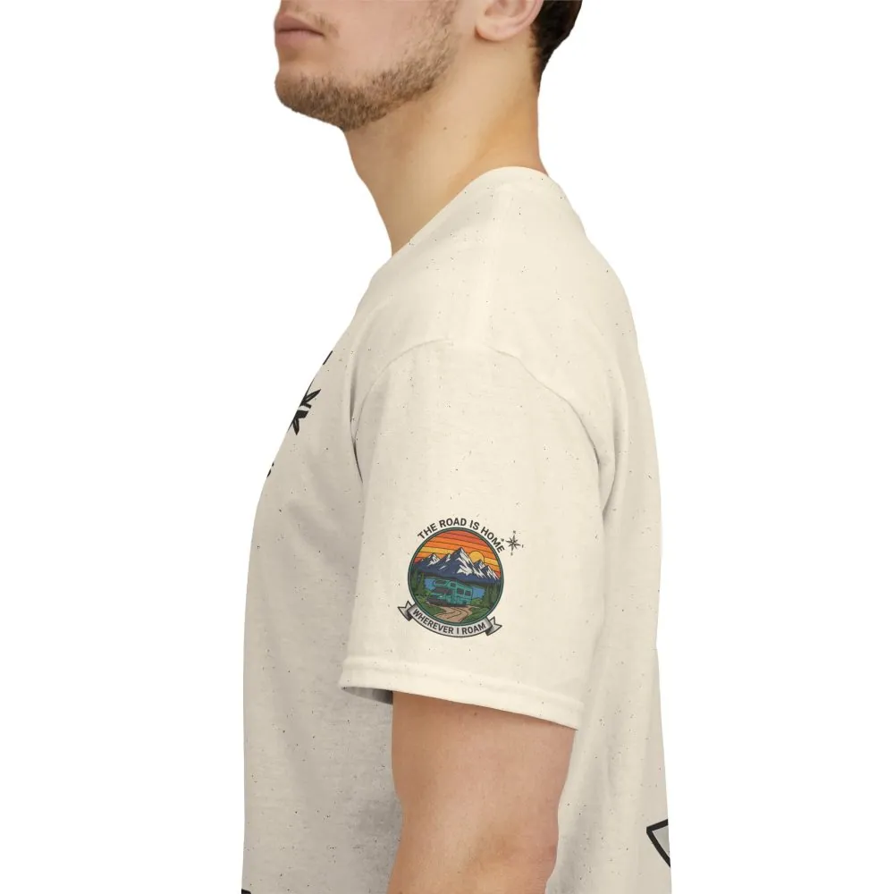 Unisex Heavy Cotton Tee  — 'The Road Is Home, Wherever I Roam' Retro Camper Tee