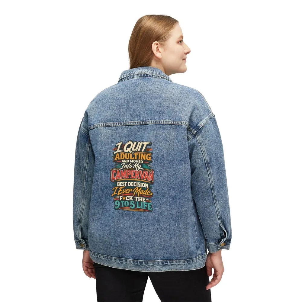 Women's Denim Jacket — "I Quit Adulting" Design F**K-Line