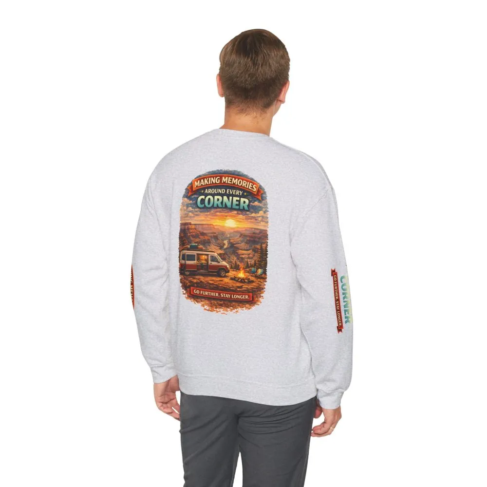Unisex Heavy Blend™ Crewneck Sweatshirt — "Making Memories Around Every Corner" Design Scenic-Line