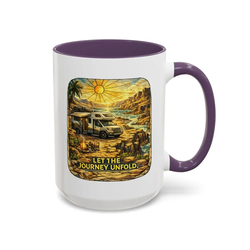 Accent Coffee Mug (11, 15oz) — "Let The Journey Unfold" Design Cubic-Line