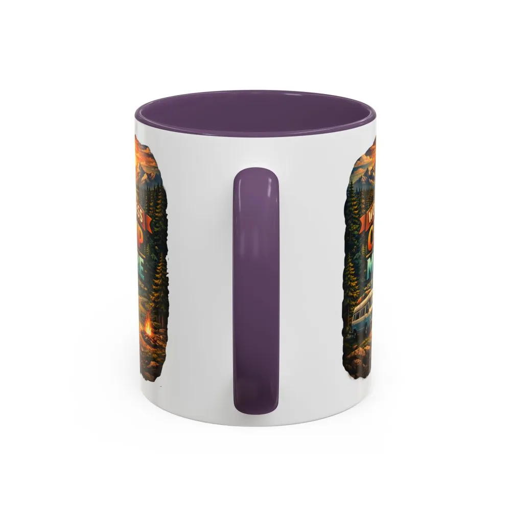 Accent Coffee Mug (11, 15oz) — "Work Less-Camp More" Design Scenic-Line