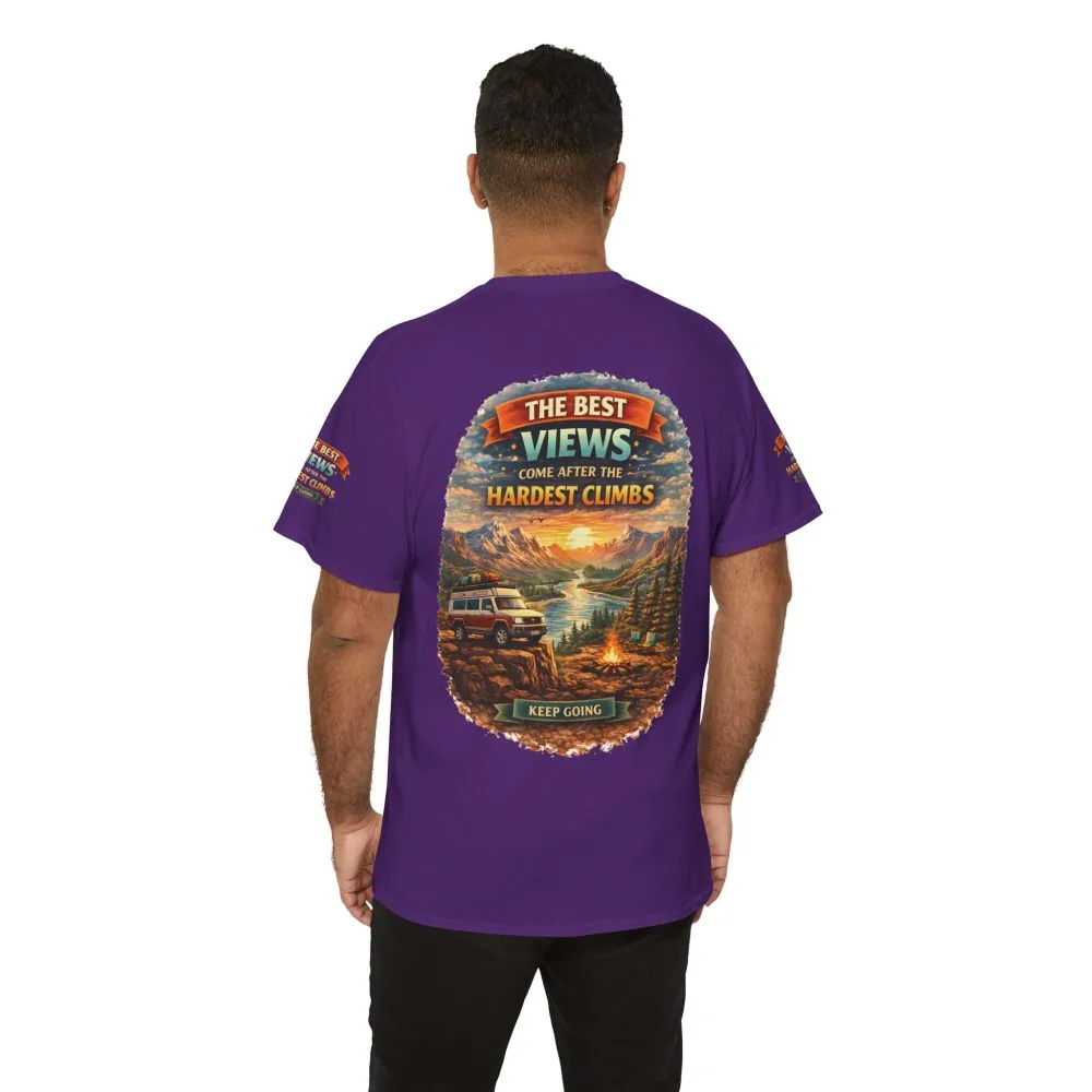 Unisex Heavy Cotton Tee — "The Best Views" Design Scenic-Line
