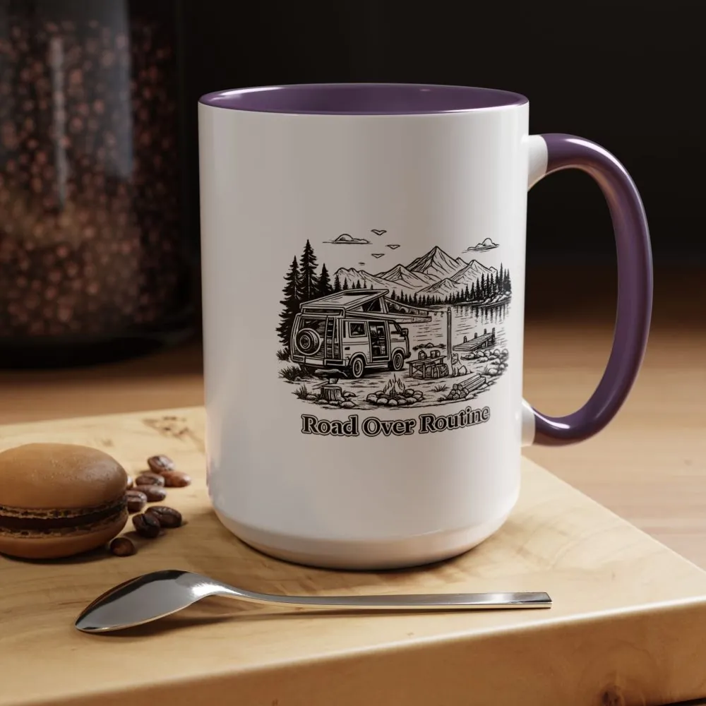 12993802594071624240_2048.jpeg Accent Coffee Mug (11, 15oz) — "Road Over Routine" Design Minimal-Line