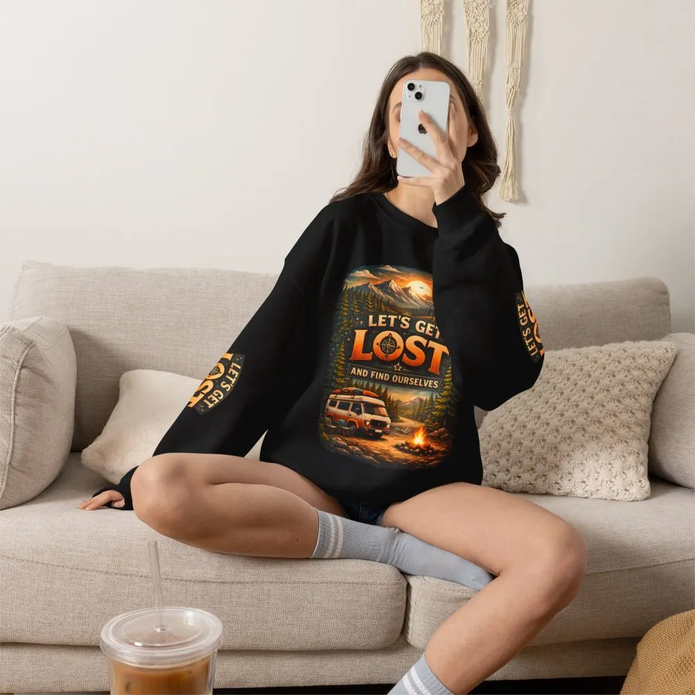 Unisex Heavy Blend™ Crewneck Sweatshirt — "Let´s Get Lost And Found Ourselfs" Design Scenic-Line