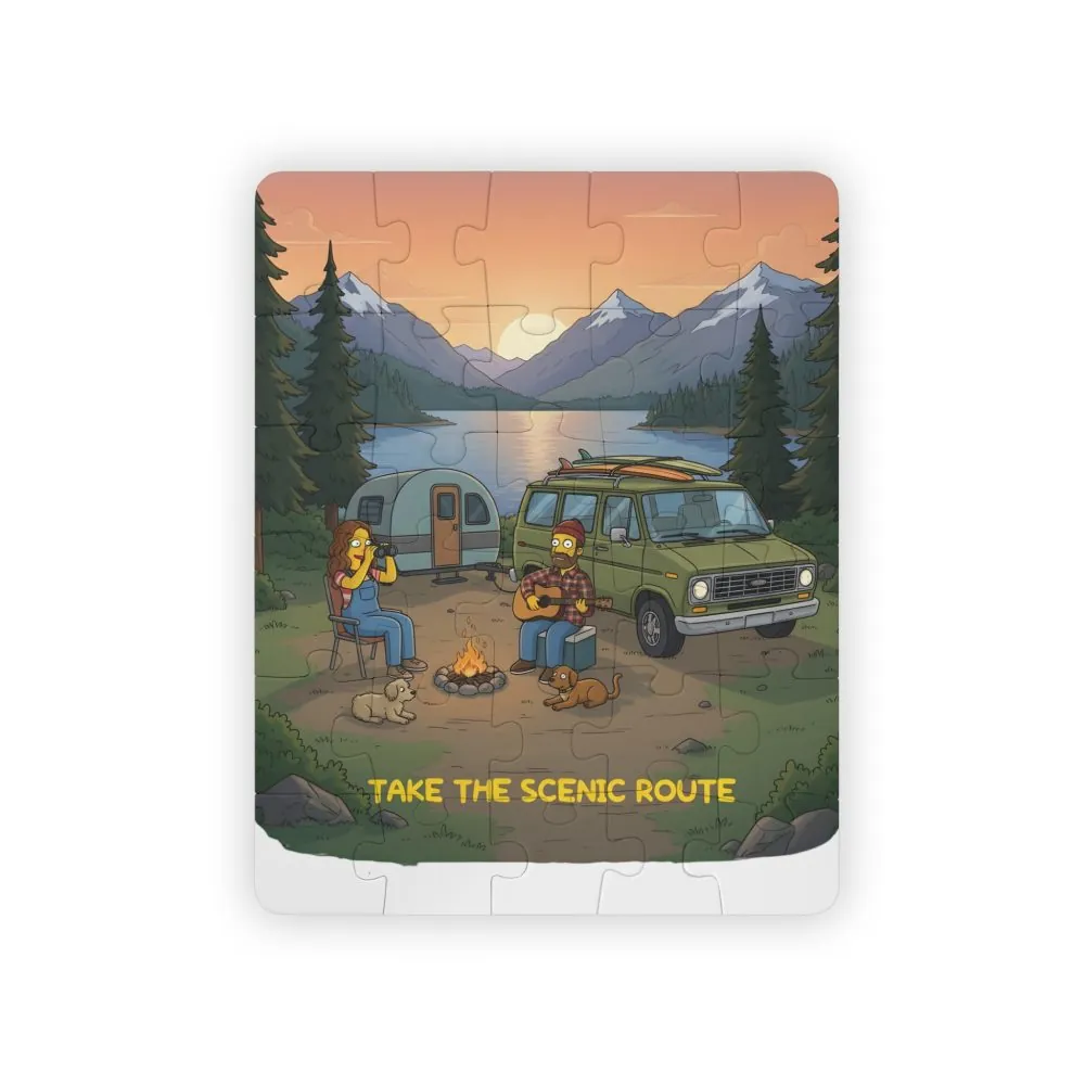 Kids' 30‑Piece Camping Puzzle — Sunset Mountain Campfire Scene