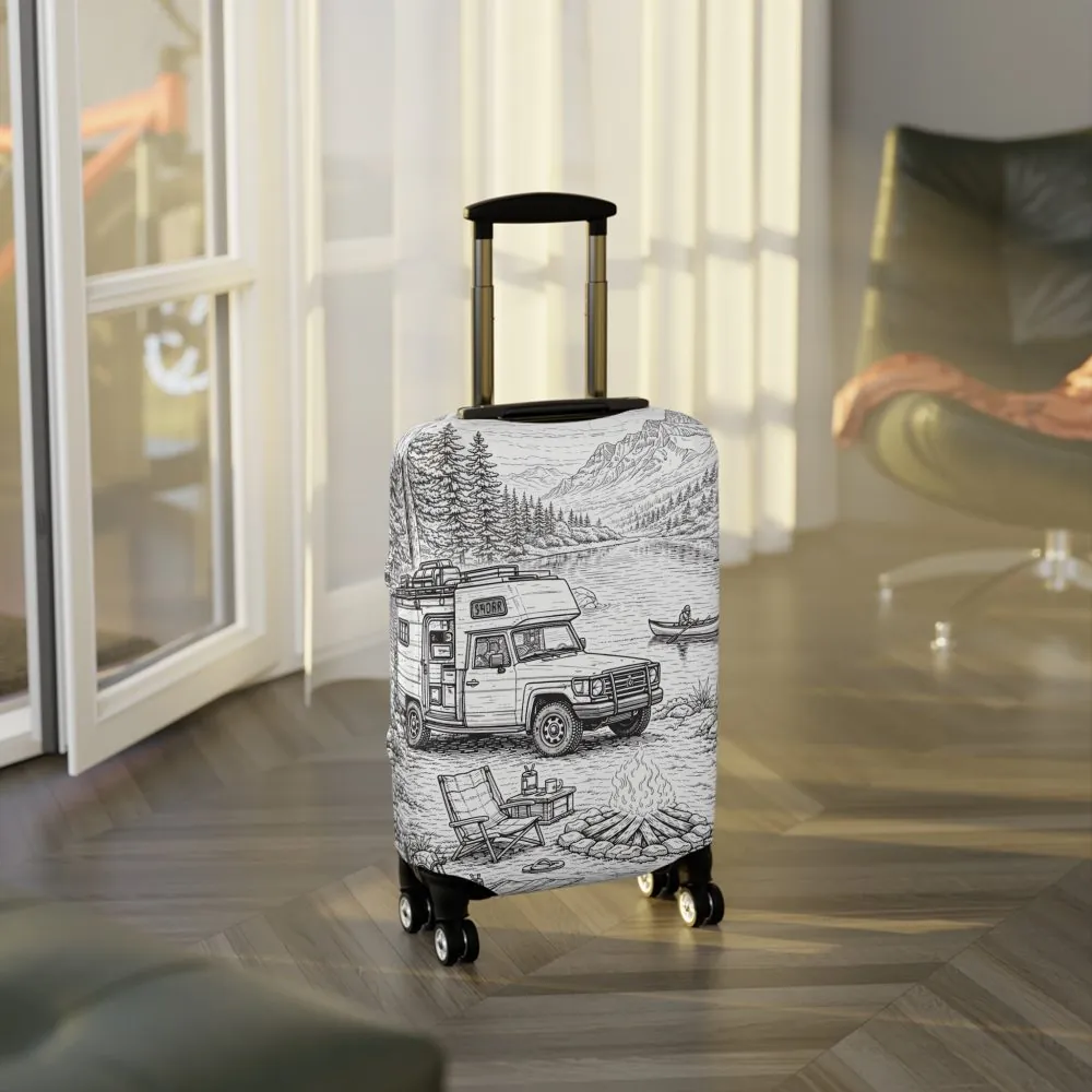 13004205481650934443_2048.jpeg Luggage Cover — Adventure Camper Sketch Travel Suitcase