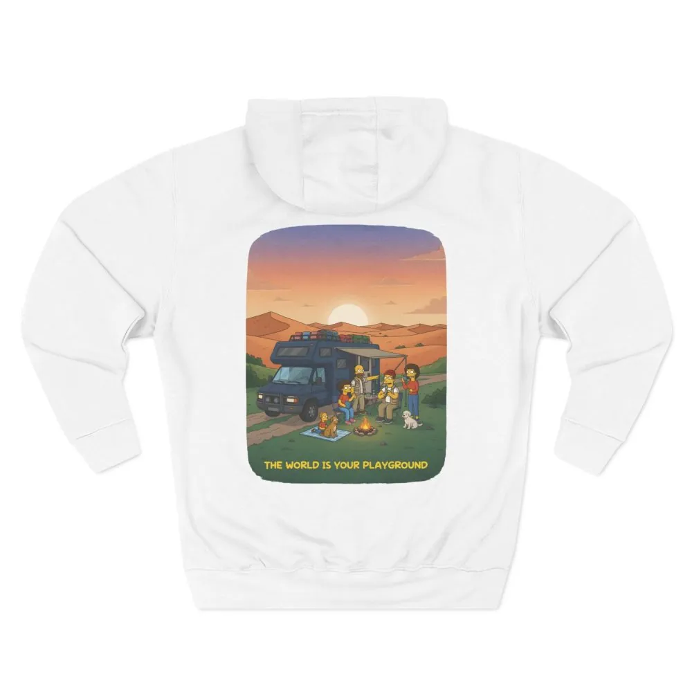 Three-Panel Fleece Hoodie - "The World Is Your playground" Design Sitcom-Line