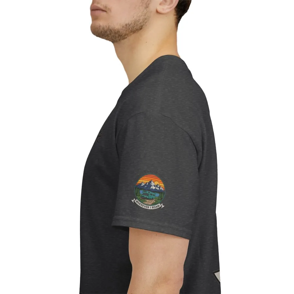 Unisex Heavy Cotton Tee  — 'The Road Is Home, Wherever I Roam' Retro Camper Tee