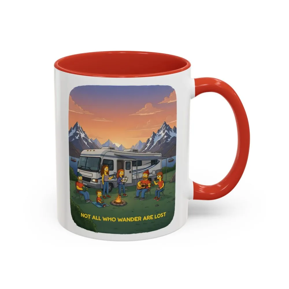 Accent Coffee Mug (11, 15oz) — "Not All Who Wander Are Lost" Design Sitcom-Line