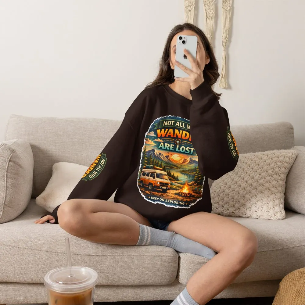 13018098084895822585_2048.jpeg Unisex Heavy Blend™ Crewneck Sweatshirt — "Not All Who Wander Are Lost" Design Scenic-Line