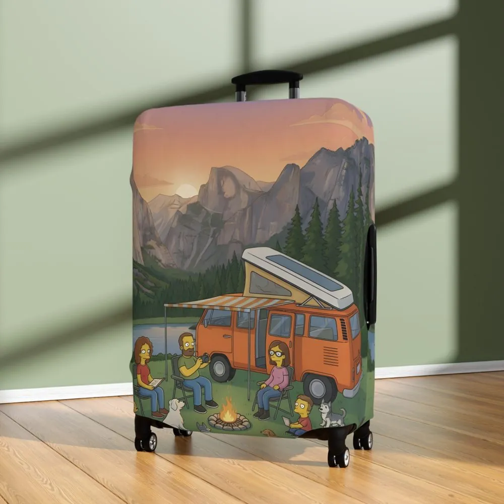 Luggage Cover — Adventure Camper Sketch Travel Suitcase(Design Sitcom-Line)