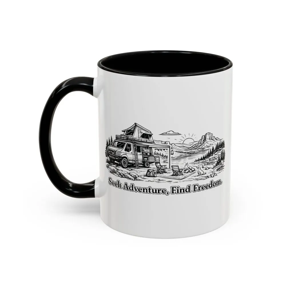13024945441347981500_2048.jpeg Accent Coffee Mug (11, 15oz) — "Seek Adventure, Find Freedom" Design Minimal-Line