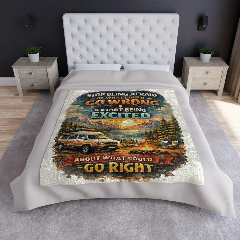 Crushed Velvet Blanket —"Stop Being Afraid Of What Could Go Wrong" Design Scenic-Line (Campervan)