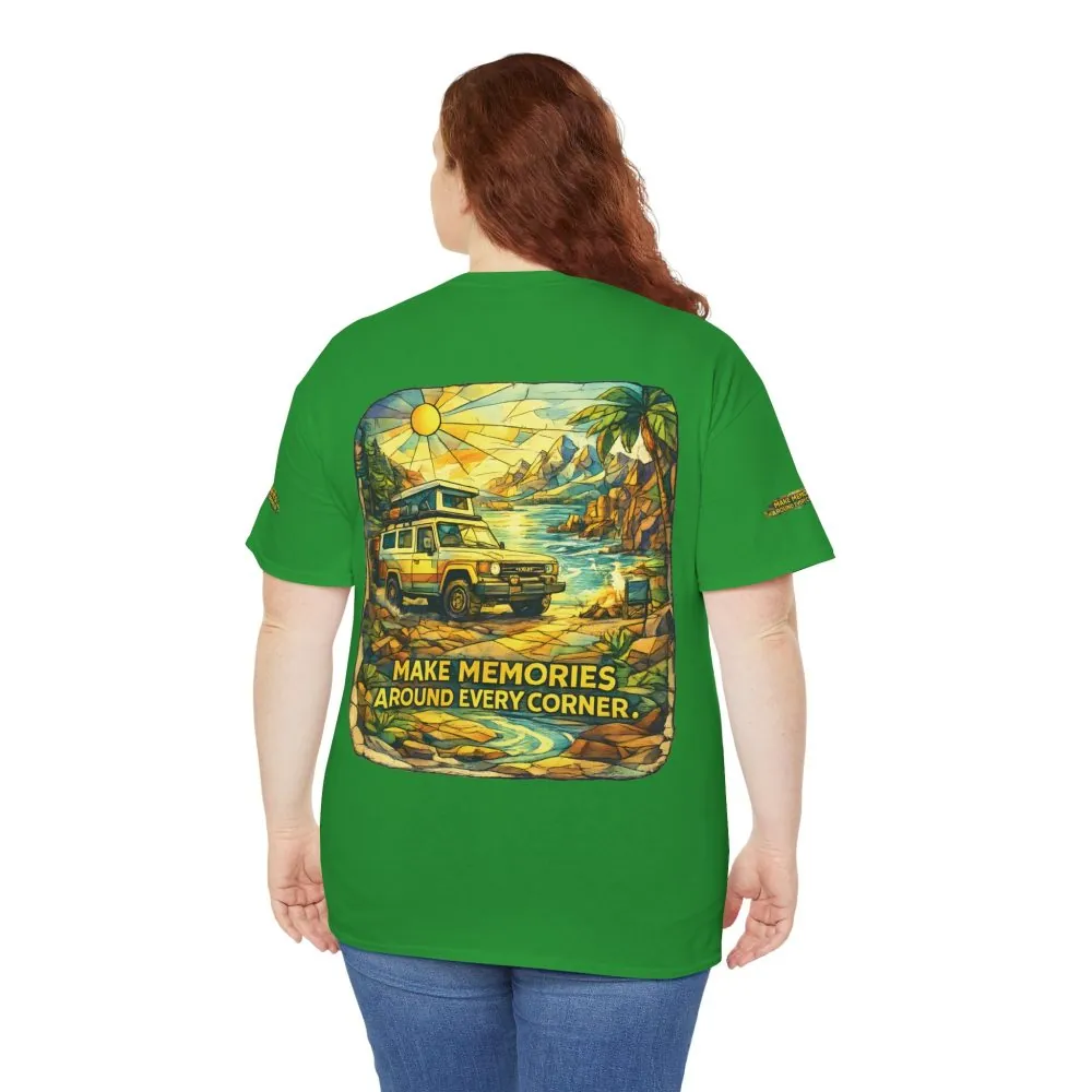 Unisex Heavy Cotton Tee — "Make Memories Around Every Corner" Design Cubic-Line