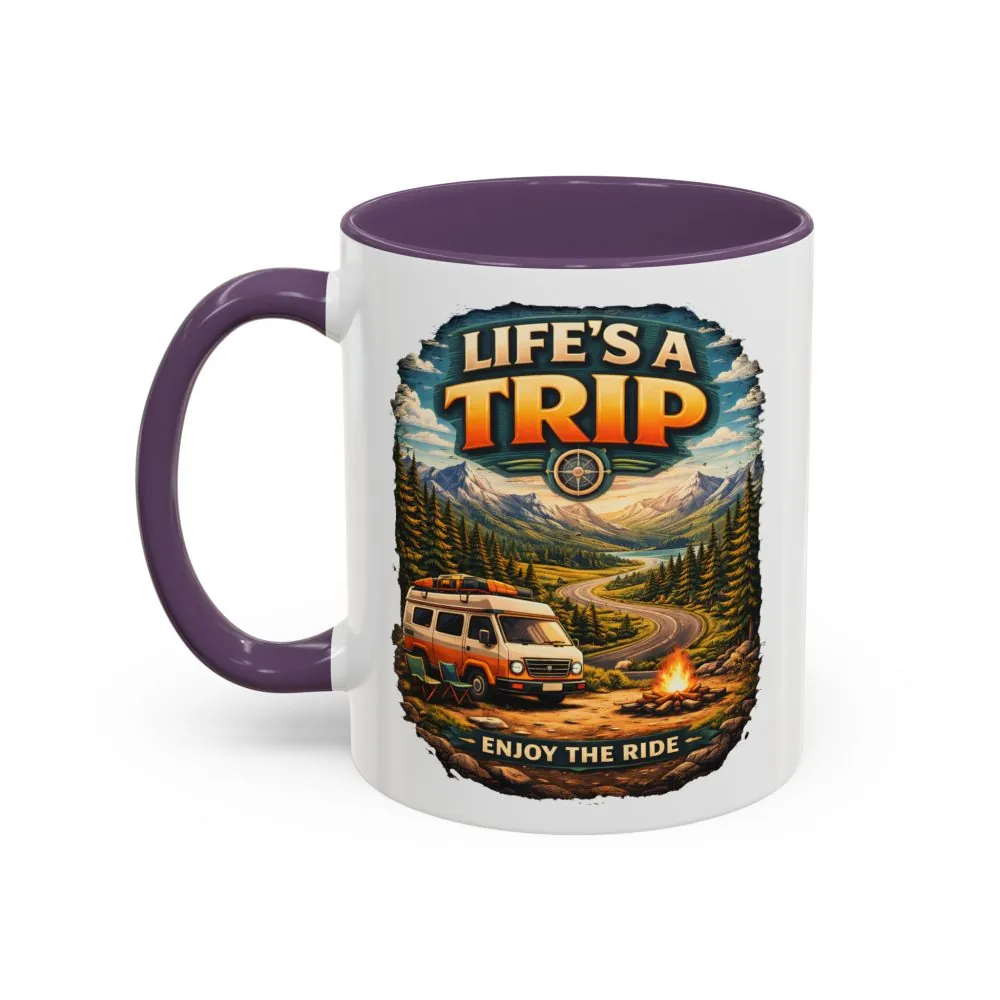 Accent Coffee Mug (11, 15oz) — "Life s A Trip" Design Scenic-Line
