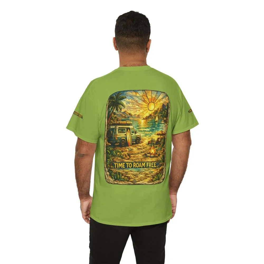 13043824553816948336_2048.jpeg Unisex Heavy Cotton Tee — "Time To Roam Free" Design Cubic-Line