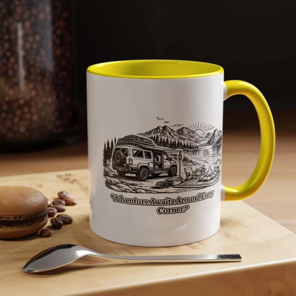 13046846733932672001_2048.jpeg Accent Coffee Mug (11, 15oz) — "Adventure Awaits Around Every Corner" Design Minimal-Line