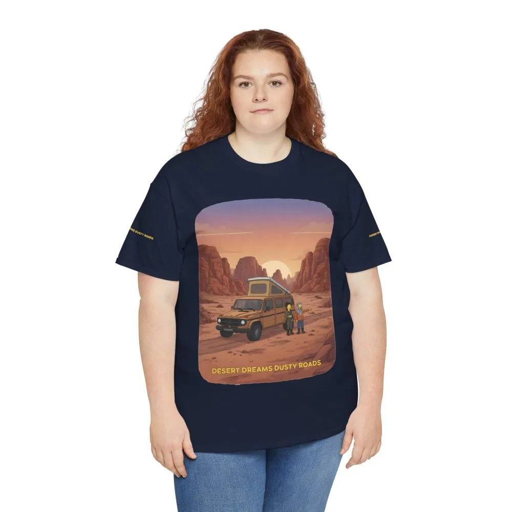 Unisex Heavy Cotton Tee — "Desert Dreams Dusty Roads" Design Sitcom-Line