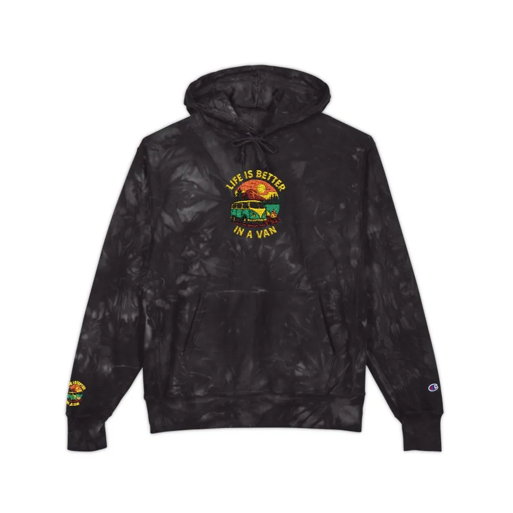 Unisex Tie-Dye Embroidered Hoodie — 'Life Is Better With A Van' Graphic