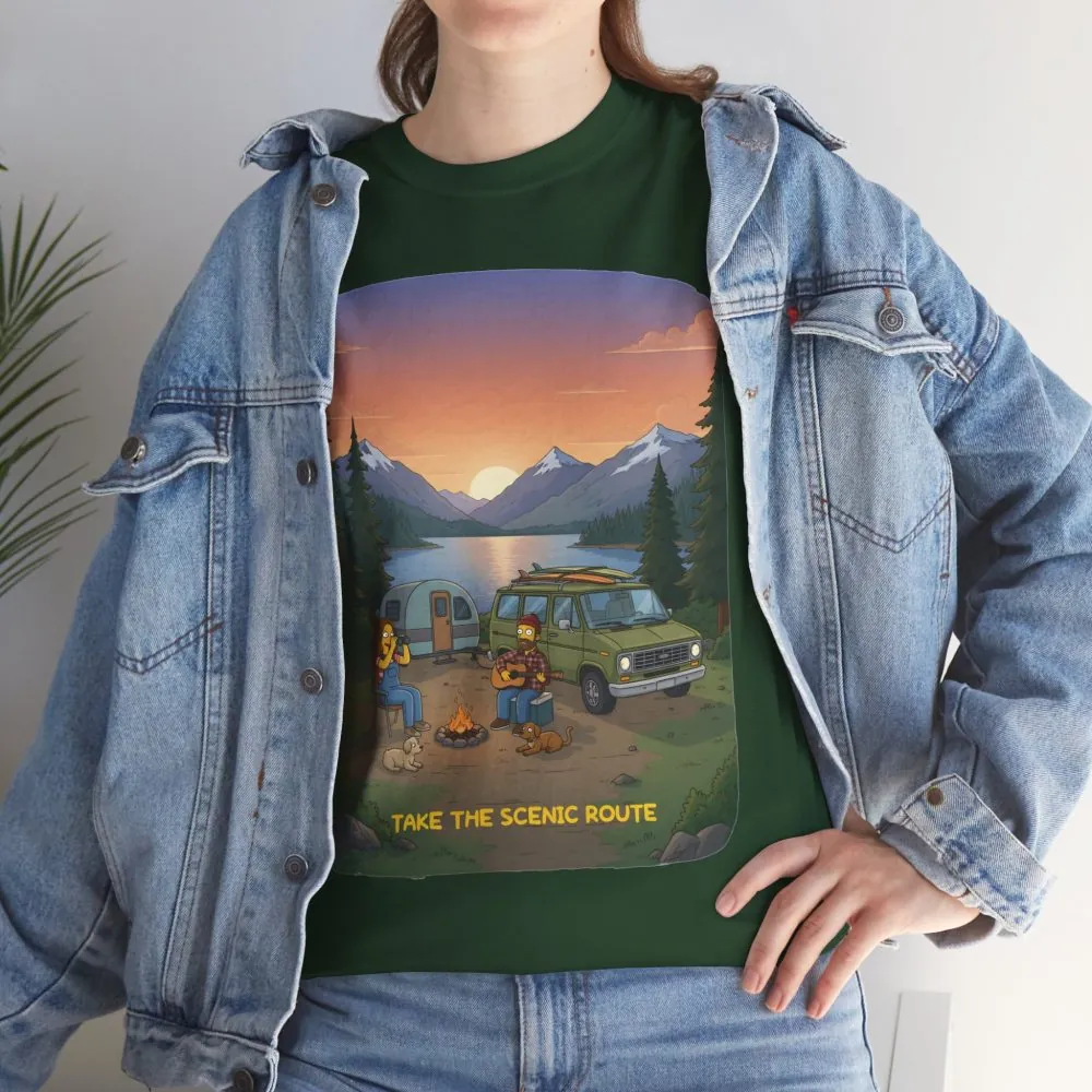 Unisex Heavy Cotton Tee — "Take The Scenic Route" Design Sitcom-Line