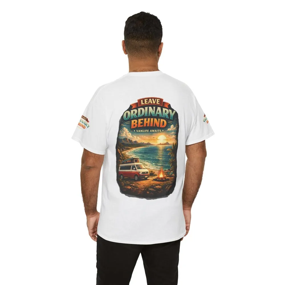 Unisex Heavy Cotton Tee — "Leave Ordinary Behind" Design Scenic-Line